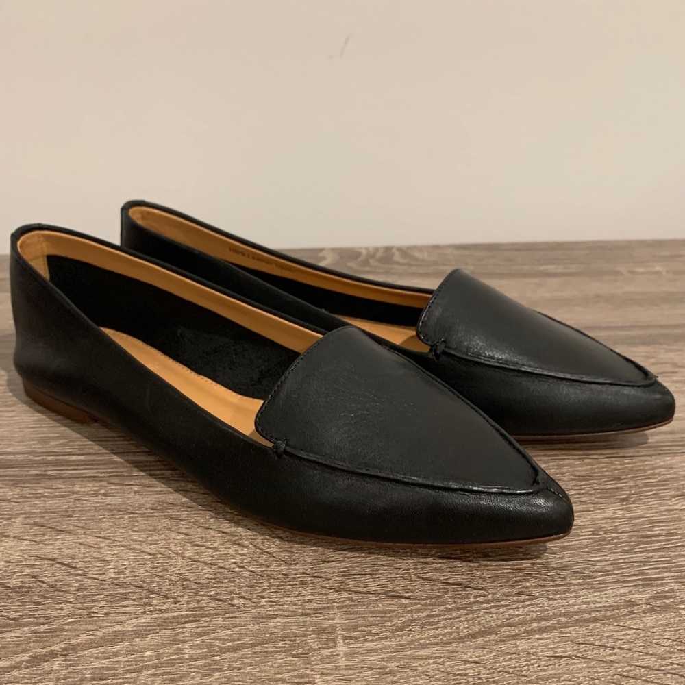 J.Crew Factory Edie Leather Flat - Black